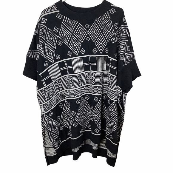 H&M Western Sweater Poncho Womens XS/S Oversized Gray Tunic Pullover Wool Blend - Picture 1 of 7